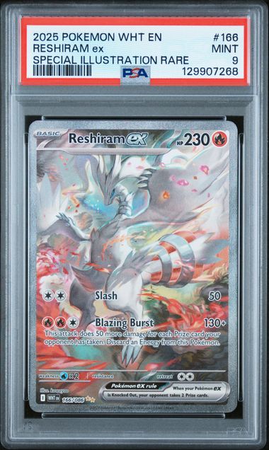 Reshiram Ex (166) - White Flare - PSA 9