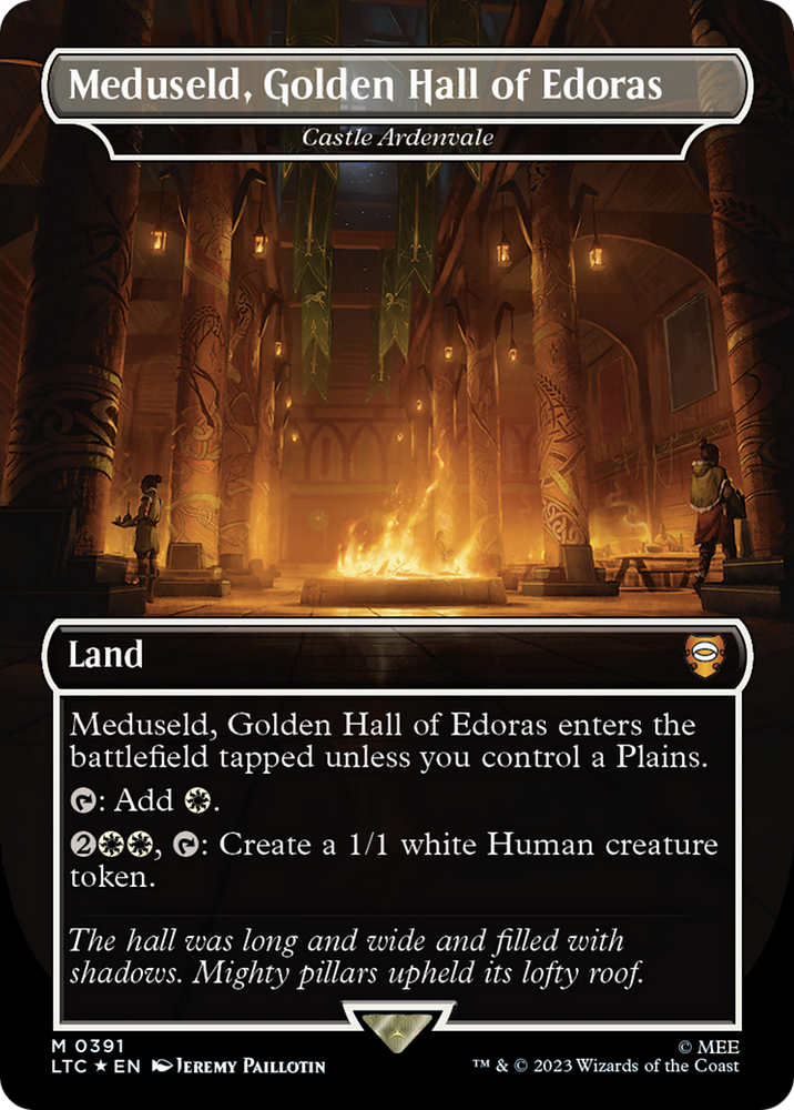 Meduseld, Golden Hall of Edoras - Castle Ardenvale (Borderless) (Surge Foil Realms and Relics) [The Lord of the Rings: Tales of Middle-Earth Commander]