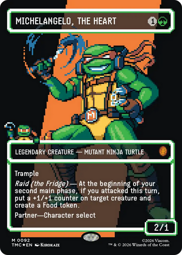 Michelangelo, the Heart (0092) (Borderless) (Surge Foil) [Teenage Mutant Ninja Turtles Commander]