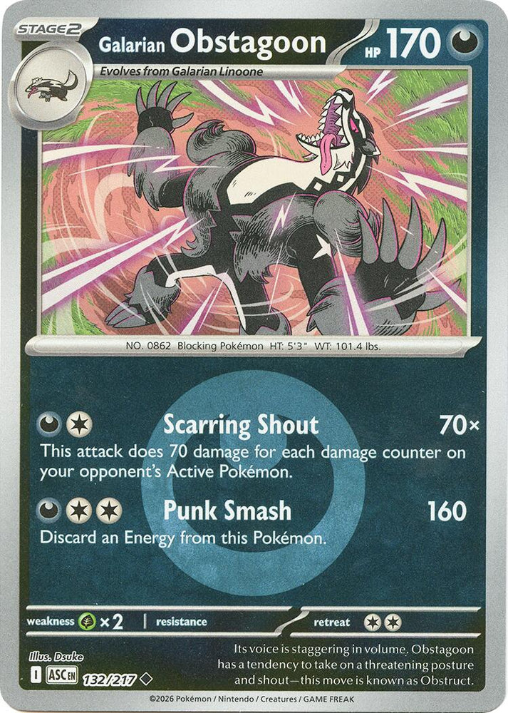 Galarian Obstagoon (132/217) (Energy Symbol Pattern) [Mega Evolution: Ascended Heroes]