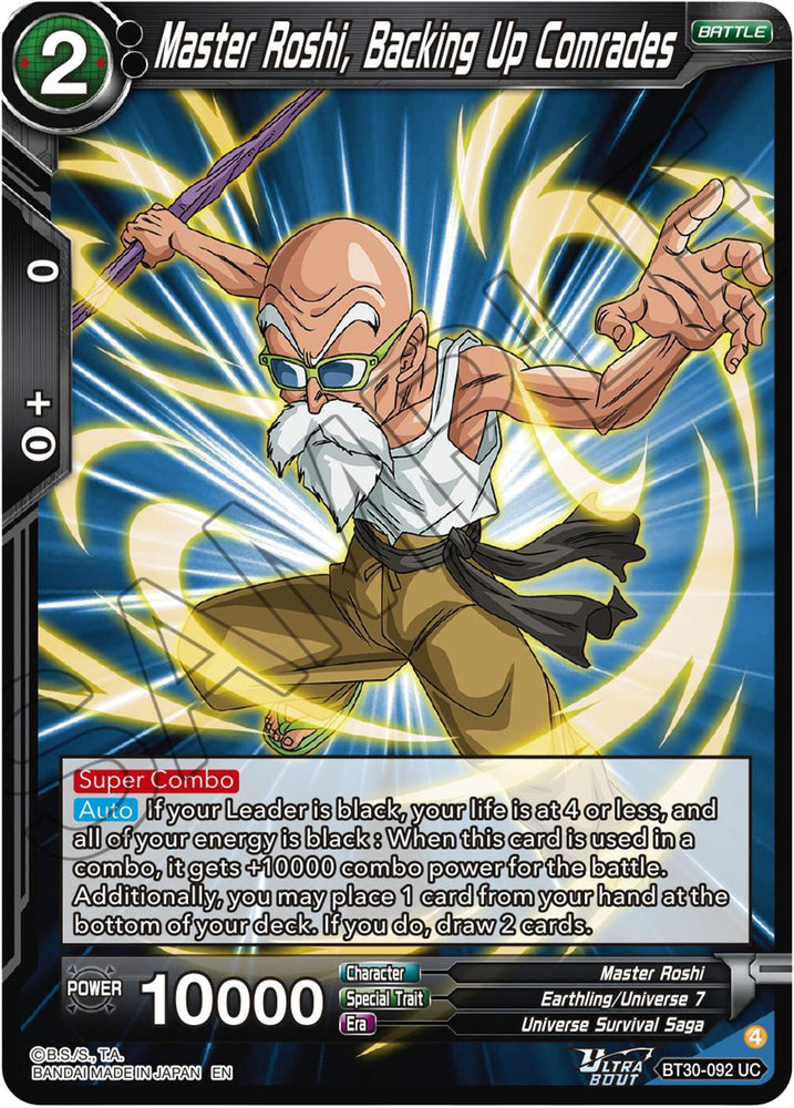 Master Roshi, Backing Up Comrades (BT30-092) [Three Glorious Fighters]