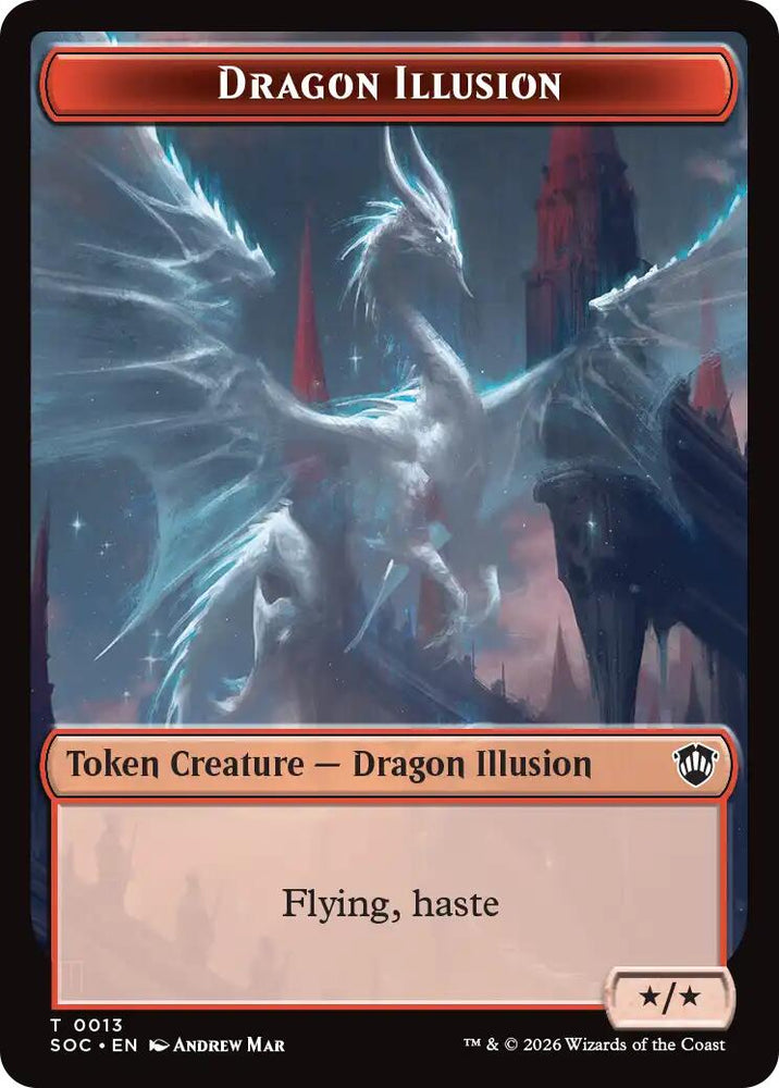 Dragon Illusion // Elemental (0002) Double-Sided Token [Secrets of Strixhaven Commander Tokens]