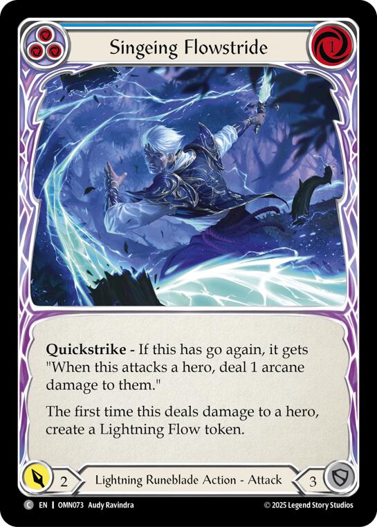 Singeing Flowstride (Blue) [OMN073] (Omens of the Third Age)  Rainbow Foil