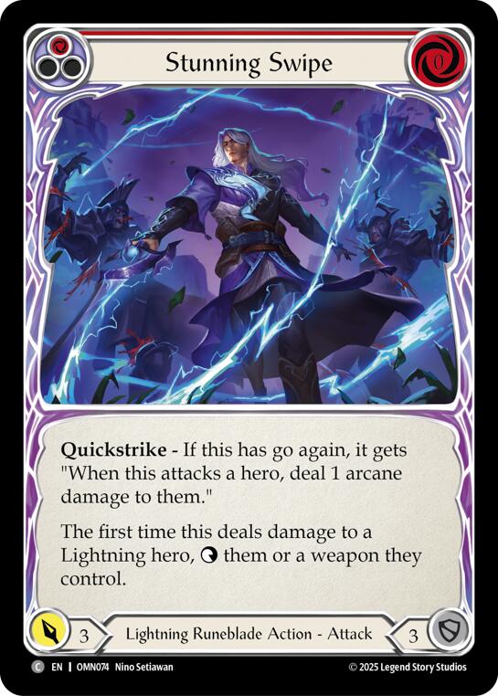 Stunning Swipe (Red) [OMN074] (Omens of the Third Age)  Rainbow Foil