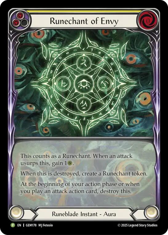 Runechant of Envy (Yellow) [GEM178-RF] (Gem Pack 5)  Rainbow Foil