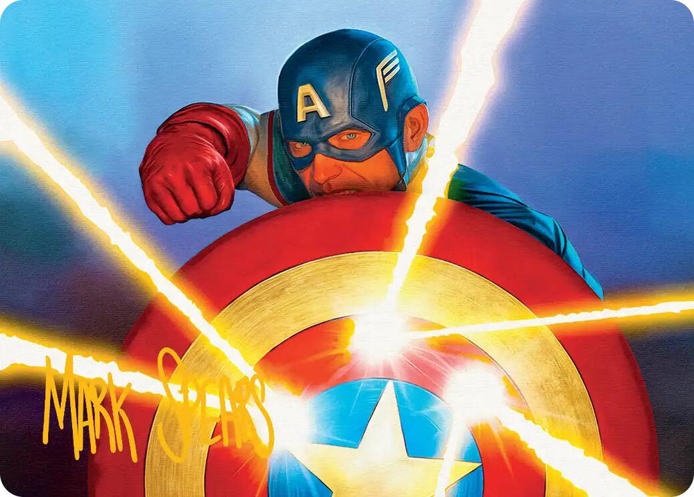 Captain's Defense Art Card (Gold-Stamped Signature) [Marvel Super Heroes Art Series]