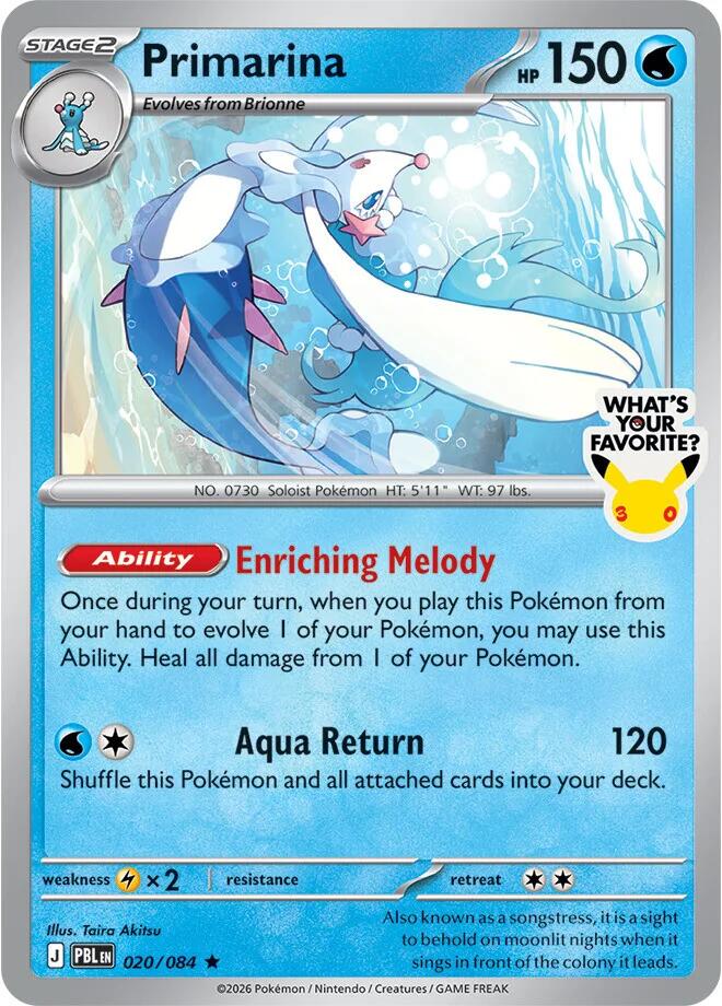 Primarina (020/084) (What's Your Favorite Stamp) [Mega Evolution: Pitch Black]