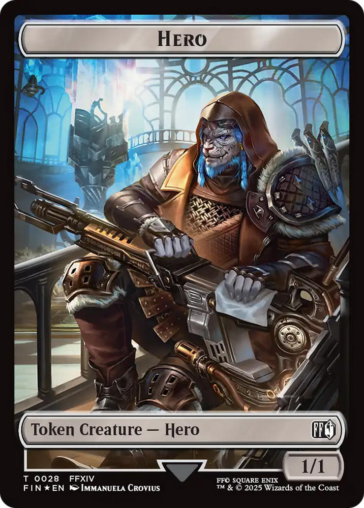 Bird // Hero (0028) Double-Sided Token (Surge Foil) [FINAL FANTASY Commander Tokens]