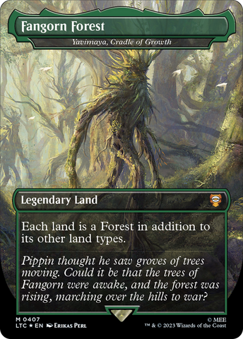 Fangorn Forest - Yavimaya, Cradle of Growth (Borderless) (Surge Foil Realms and Relics) [The Lord of the Rings: Tales of Middle-Earth Commander]