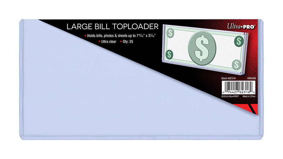 Ultra PRO: Toploader - 7-13/16" x 3-7/16" (25ct - Large Bill)