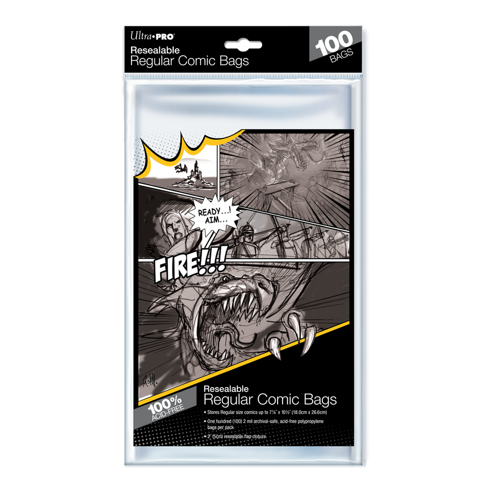 Ultra PRO: Comic Bags - Resealable Regular Size (7-1/8" X 10-1/2" / 100-Pack)